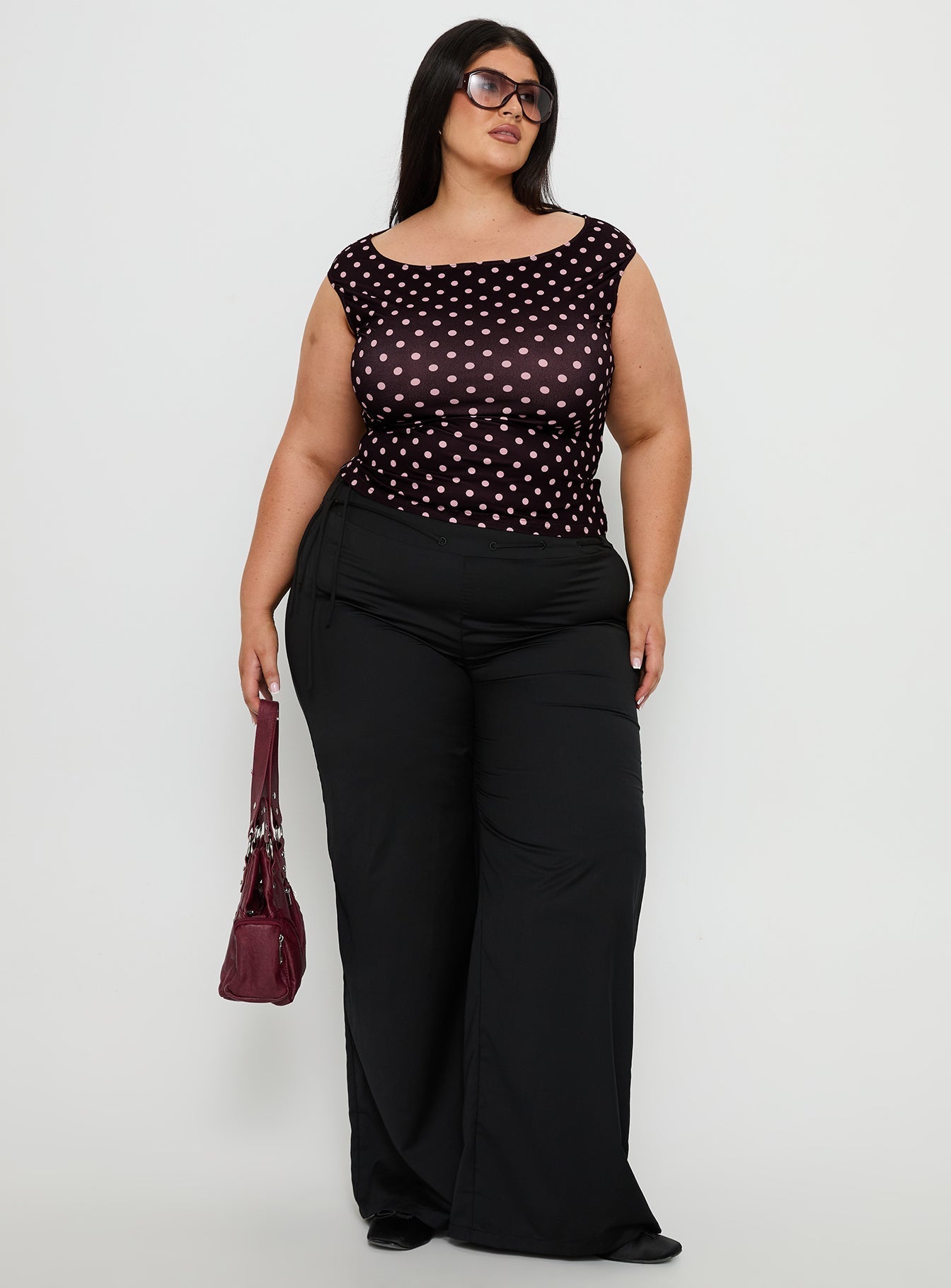 Cheirosa Off Shoulder Top Chocolate / Pink Curve