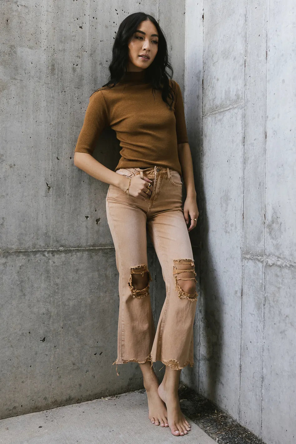 Charlie Distressed Jeans in Mustard - FINAL SALE
