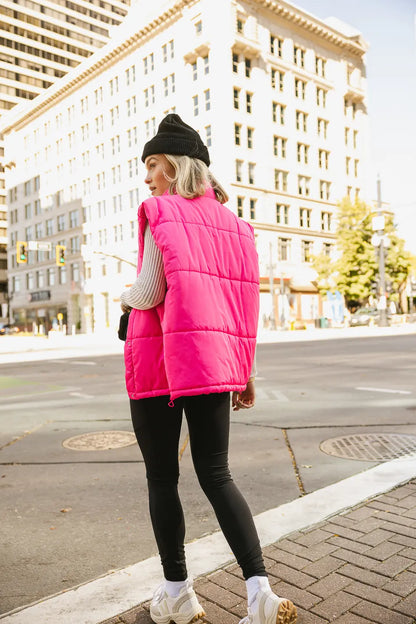 Caelan Puffer Vest in Pink - FINAL SALE