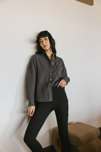 Angela Button Up in Charcoal - FINAL SALE
