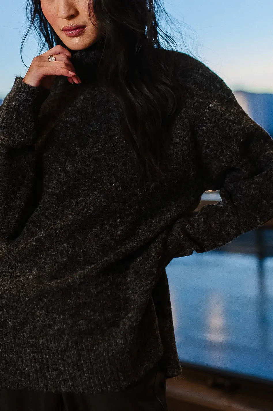 Gracie High Neck Sweater in Black - FINAL SALE