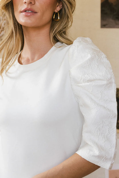 Andrea Mixed Media Top in Cream - FINAL SALE