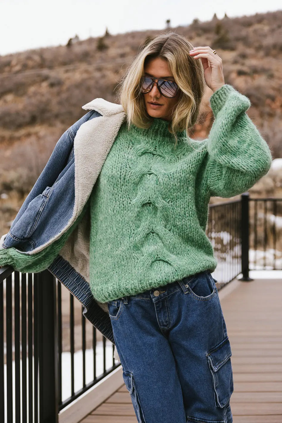 Anastasia Knit Sweater in Green - FINAL SALE
