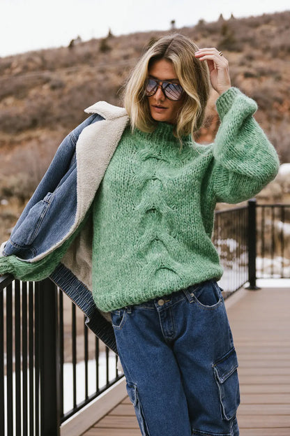 Anastasia Knit Sweater in Green - FINAL SALE
