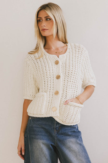 Brenda Knit Cardigan in Ivory - FINAL SALE