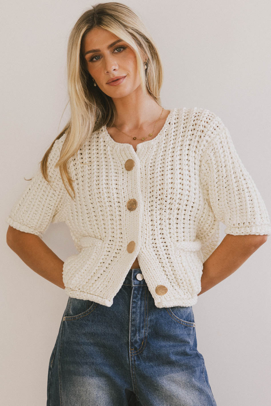 Brenda Knit Cardigan in Ivory - FINAL SALE