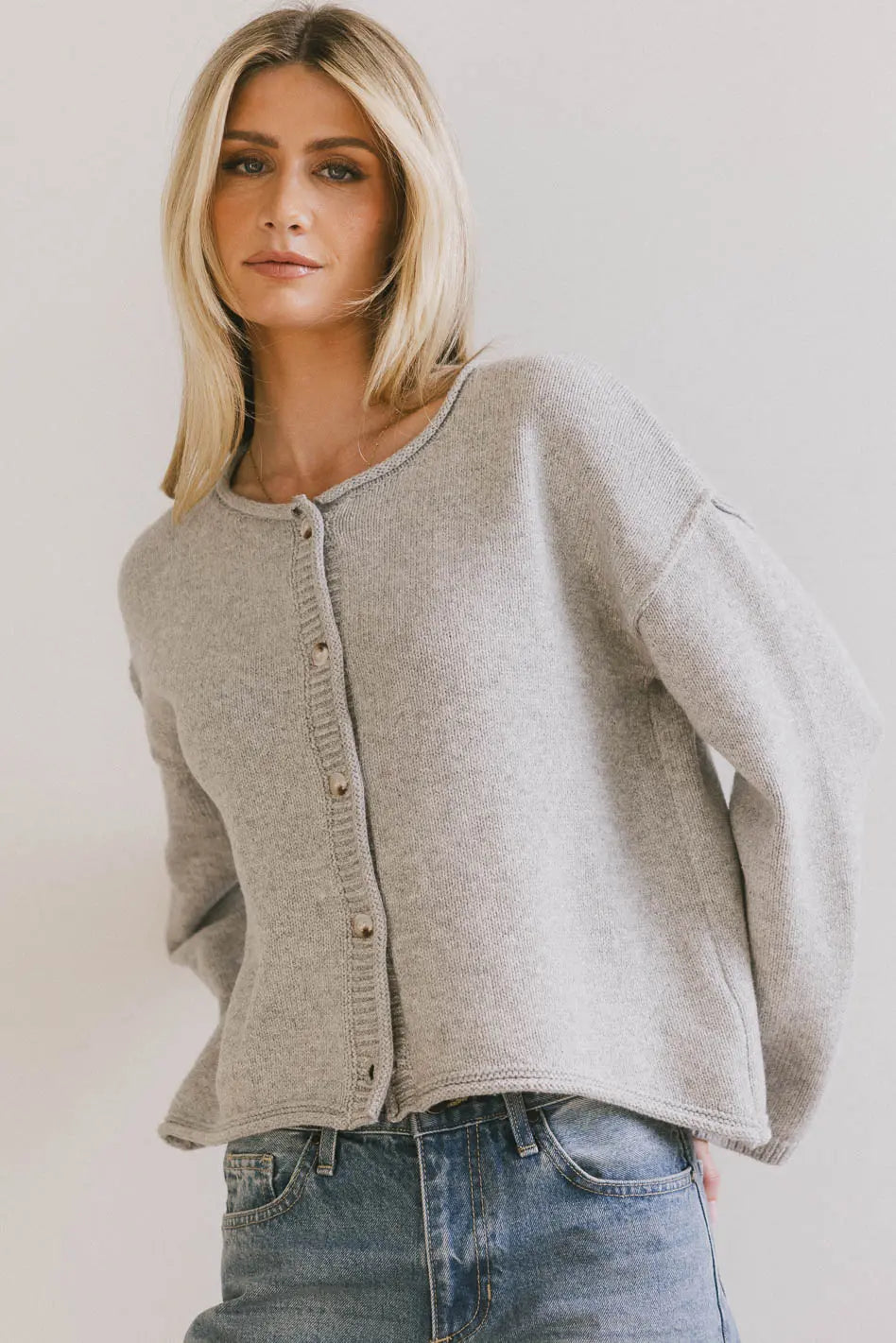 Carlie Knit Cardigan in Grey - FINAL SALE