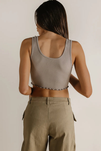 Everleigh Cropped Tank in Taupe - FINAL SALE
