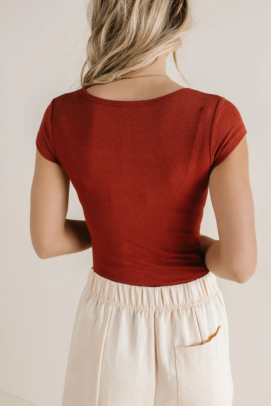 Clara Square Neck Bodysuit in Rust - FINAL SALE