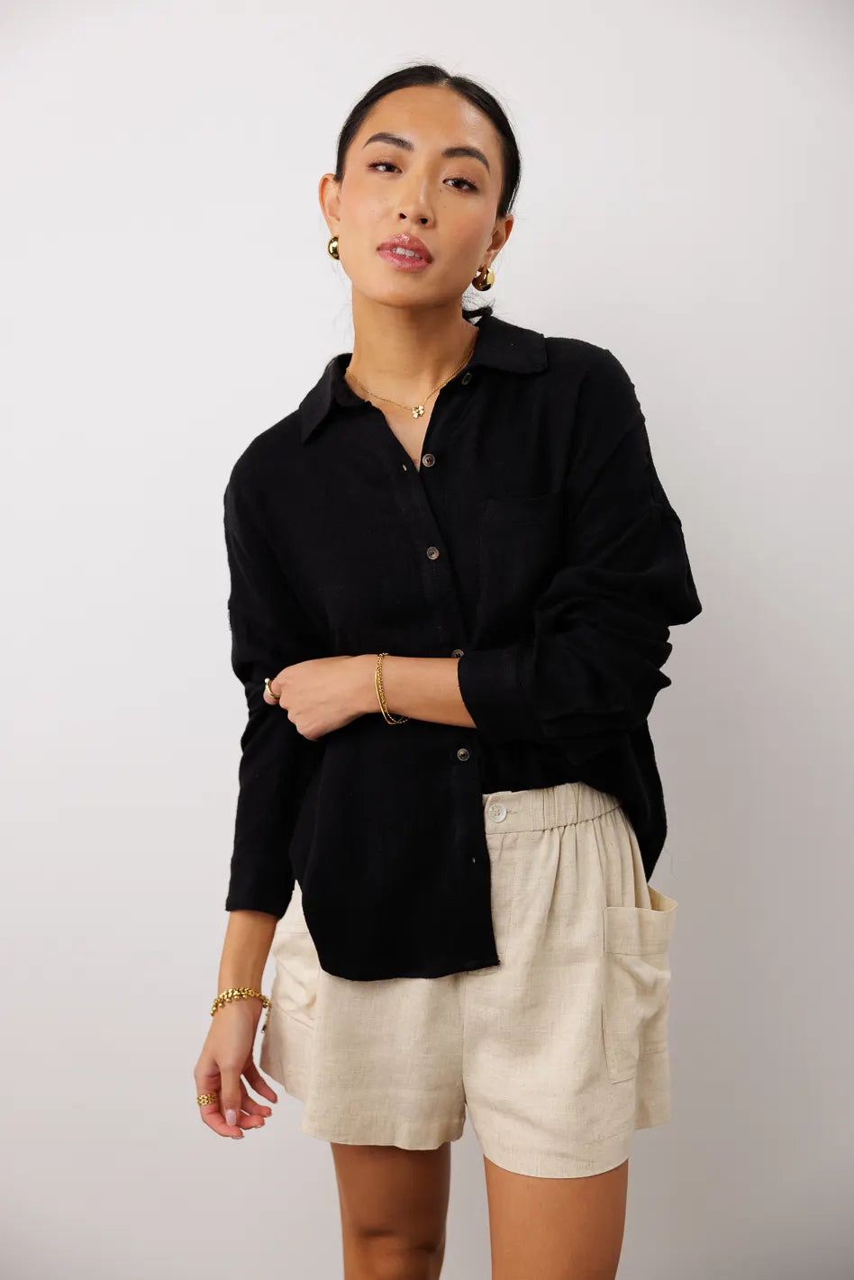 Finley Button Up in Black - FINAL SALE