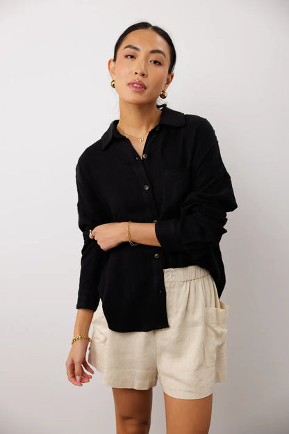 Finley Button Up in Black - FINAL SALE