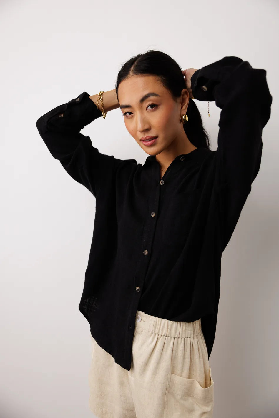 Finley Button Up in Black - FINAL SALE