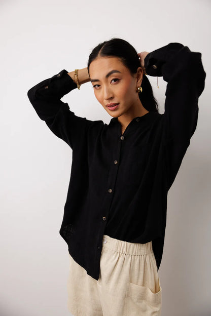 Finley Button Up in Black - FINAL SALE