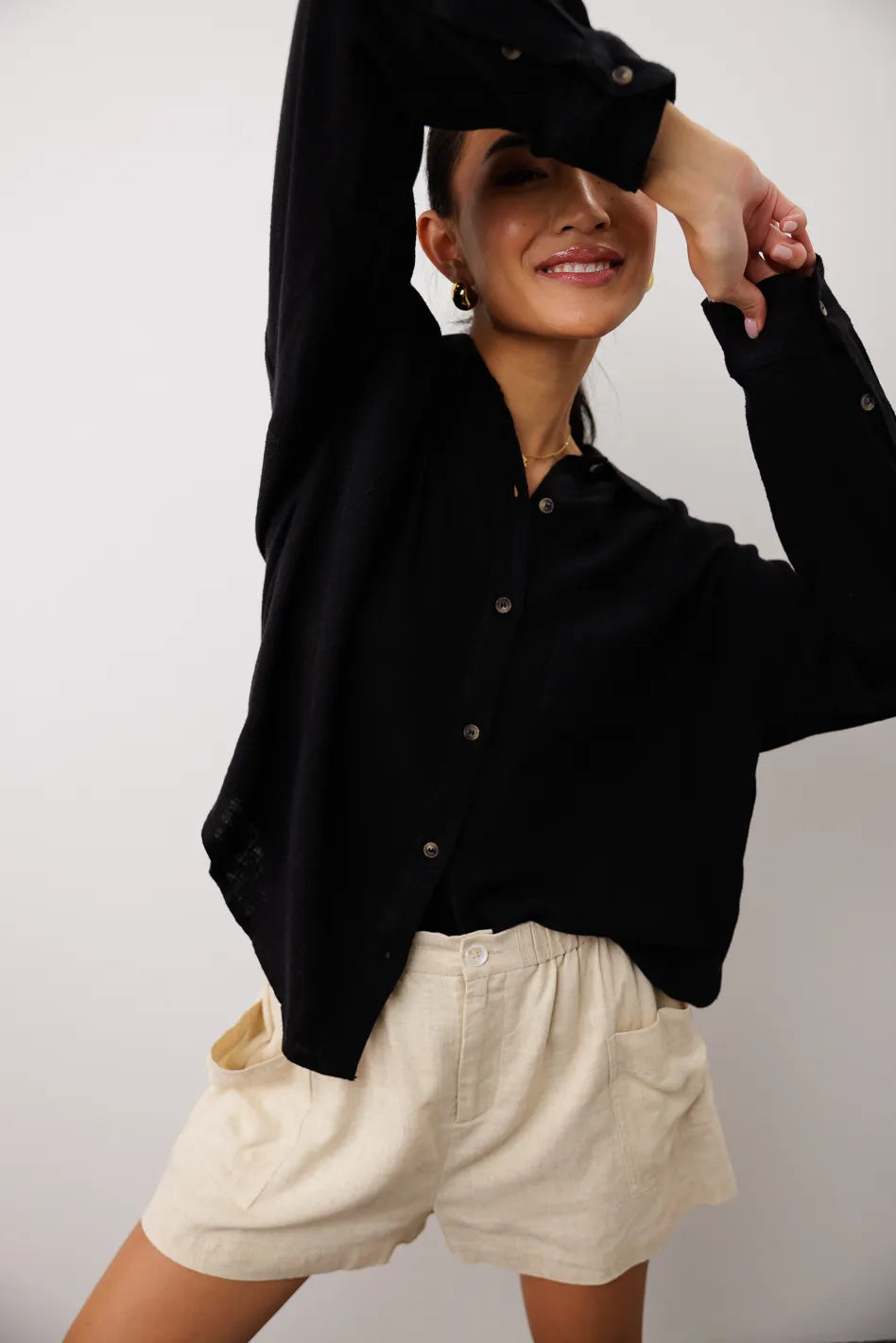 Finley Button Up in Black - FINAL SALE