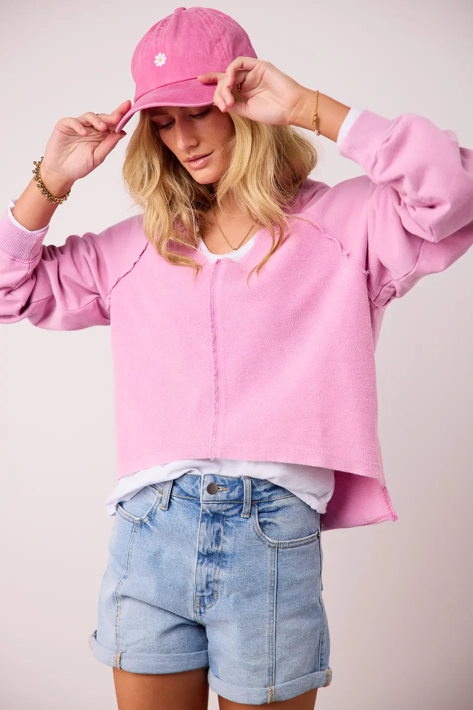 Exposed Seam Sweatshirt in Pink - FINAL SALE