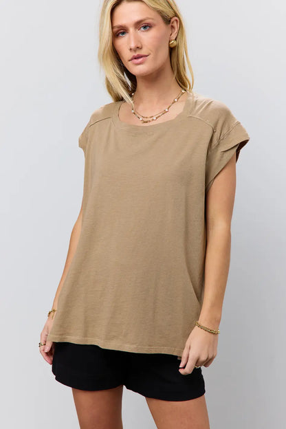 Aviana Muscle Tee in Mocha - FINAL SALE