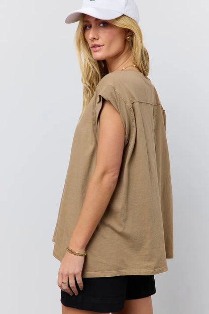 Aviana Muscle Tee in Mocha - FINAL SALE