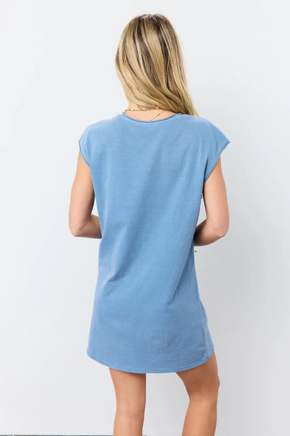 Elena T-Shirt Dress in Blue - FINAL SALE
