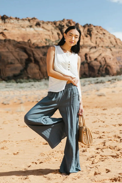 Amaya Wide Leg Pants in Slate - FINAL SALE