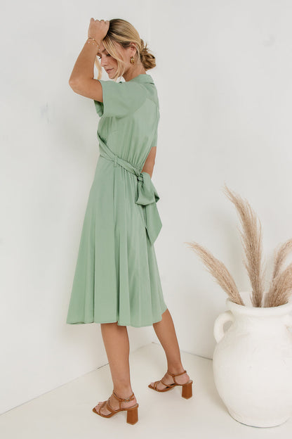 Bennett Collared Dress in Sage - FINAL SALE