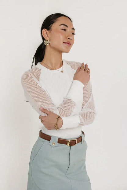 Camden Ribbed Top in White - FINAL SALE