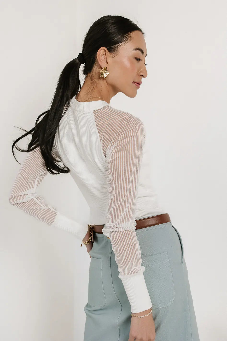 Camden Ribbed Top in White - FINAL SALE