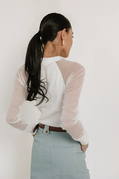 Camden Ribbed Top in White - FINAL SALE