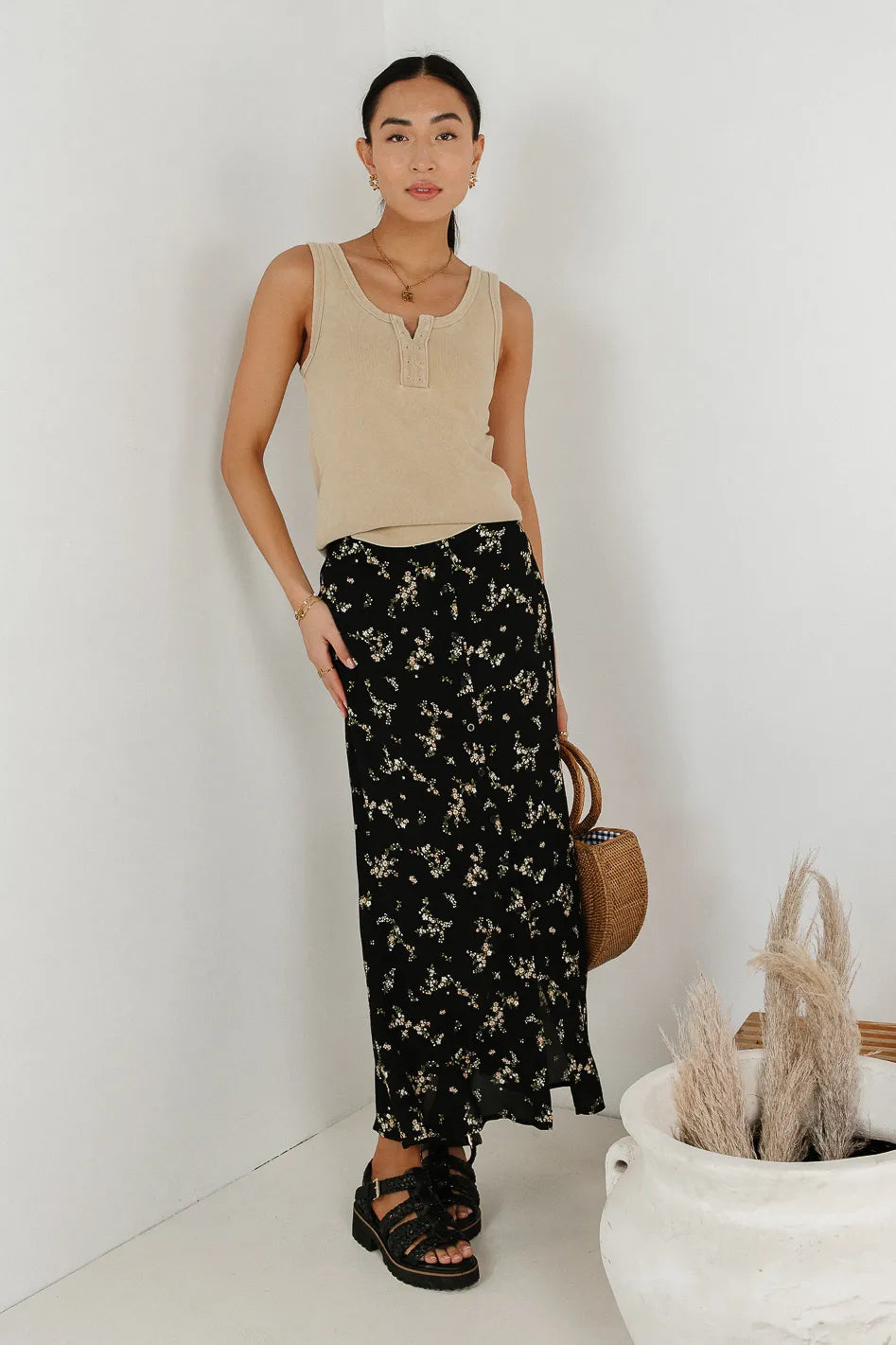 Emmett Ribbed Tank in Beige - FINAL SALE