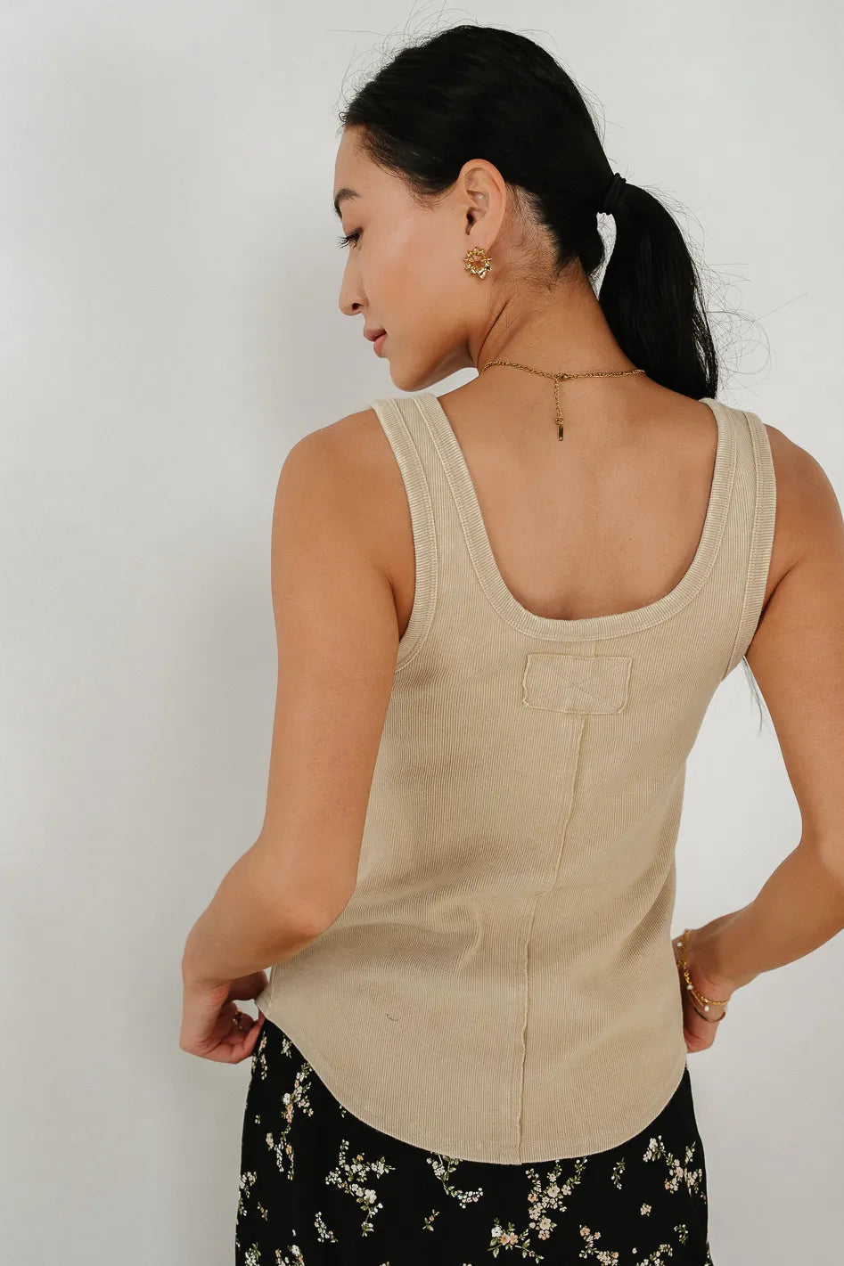 Emmett Ribbed Tank in Beige - FINAL SALE