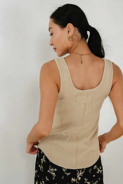 Emmett Ribbed Tank in Beige - FINAL SALE