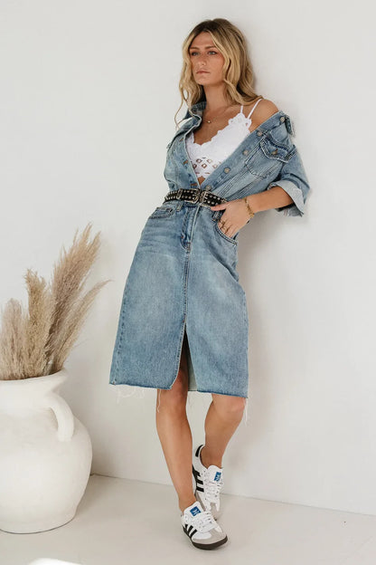 Colby Denim Dress in Medium Wash