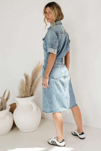 Colby Denim Dress in Medium Wash