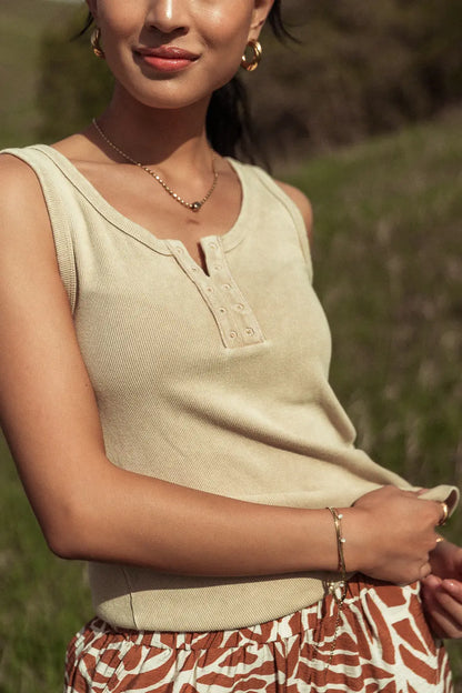 Emmett Ribbed Tank in Beige - FINAL SALE