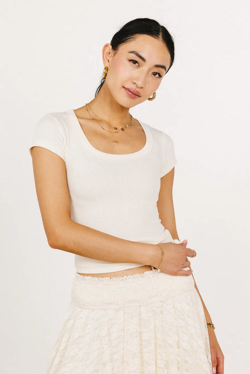 Freya Ribbed Top in Ivory - FINAL SALE