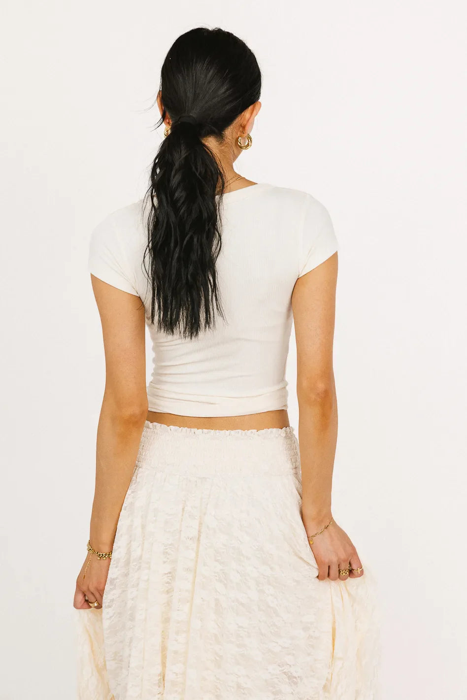 Freya Ribbed Top in Ivory - FINAL SALE