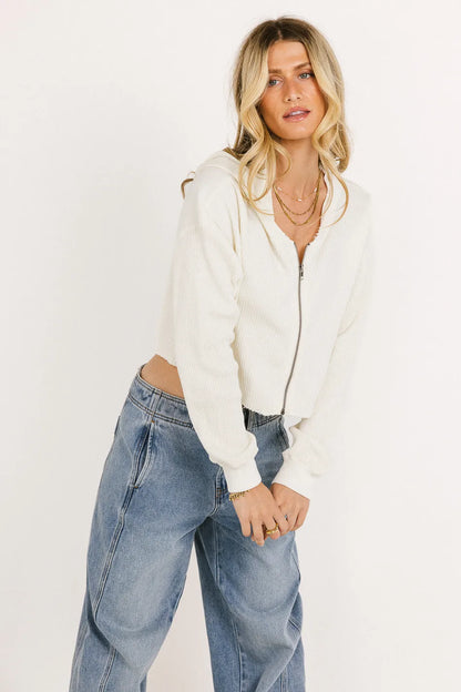 Anna Zip Up in Cream - FINAL SALE