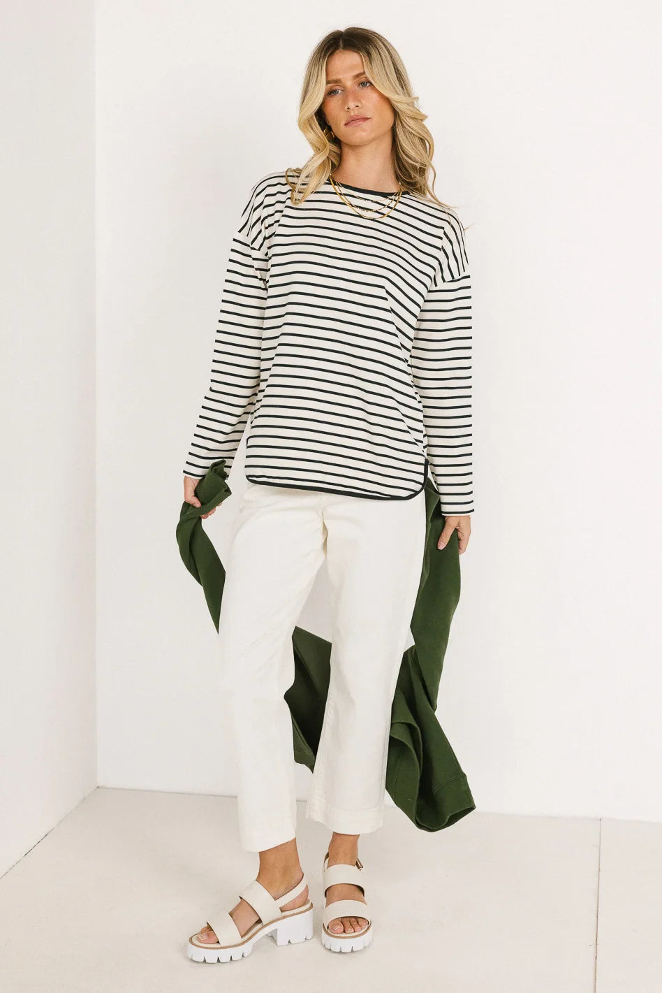 Farah Striped Top in Green - FINAL SALE