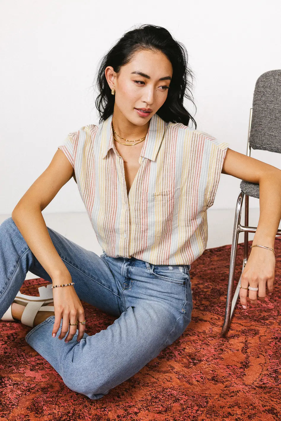 Imogen Striped Button Up - FINAL SALE