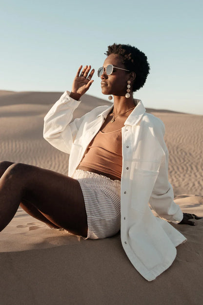 Eloise Denim Jacket in Ivory - FINAL SALE