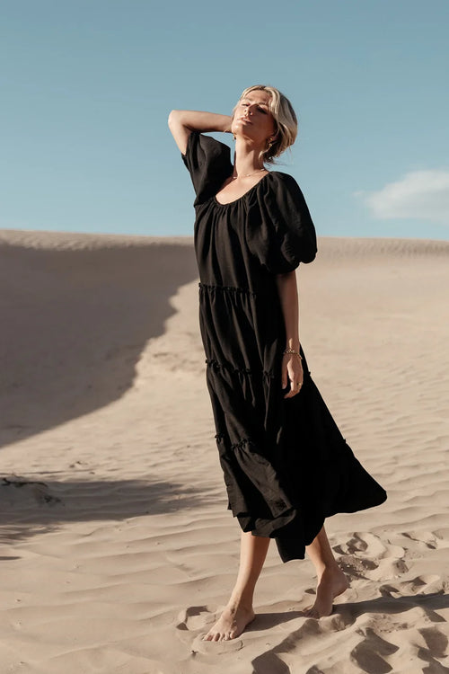 Corinne Tiered Maxi Dress in Black - FINAL SALE