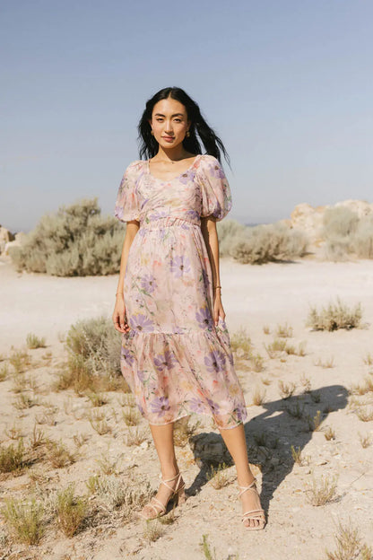 Angelique Floral Tie Dress in Pink - FINAL SALE