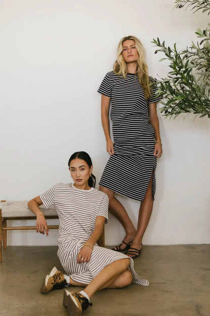 Hudson Striped T-Shirt Dress in Black - FINAL SALE