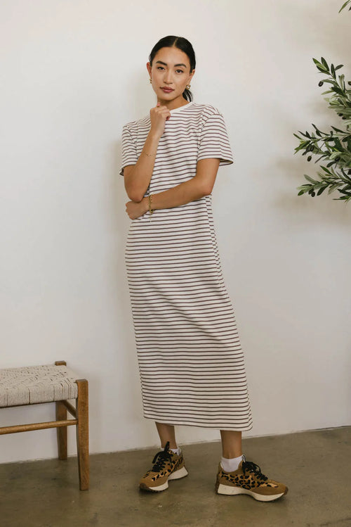 Hudson Striped T-Shirt Dress in Cream - FINAL SALE