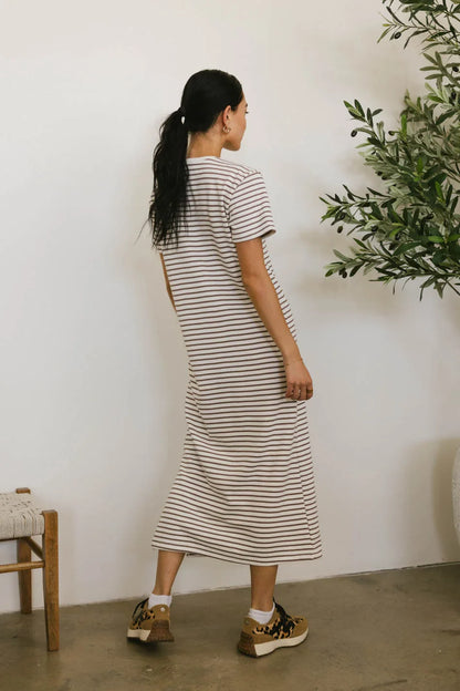 Hudson Striped T-Shirt Dress in Cream - FINAL SALE