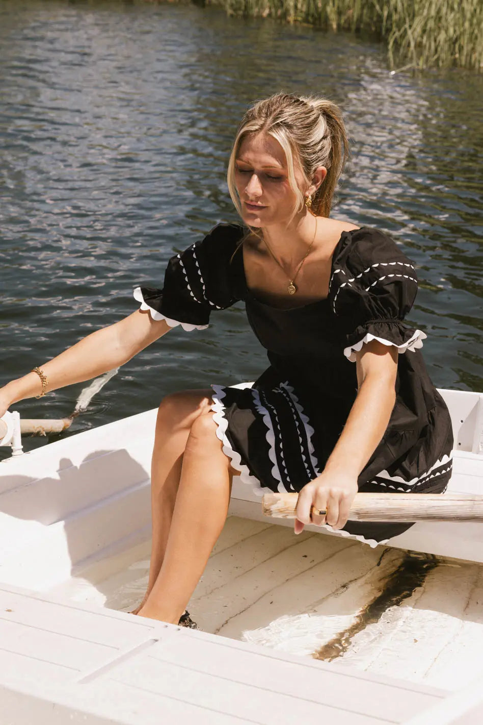 Etzi Ric Rac Dress in Black - FINAL SALE
