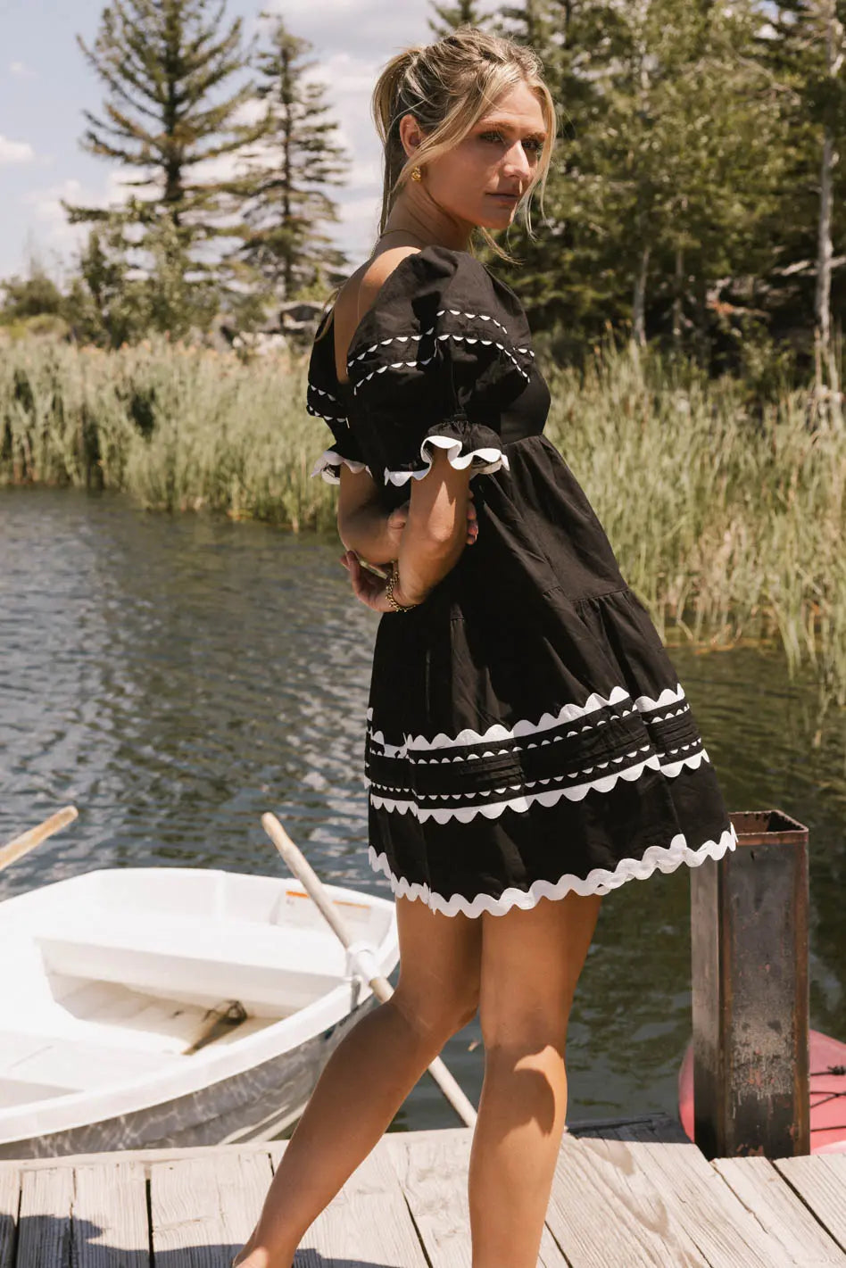 Etzi Ric Rac Dress in Black - FINAL SALE
