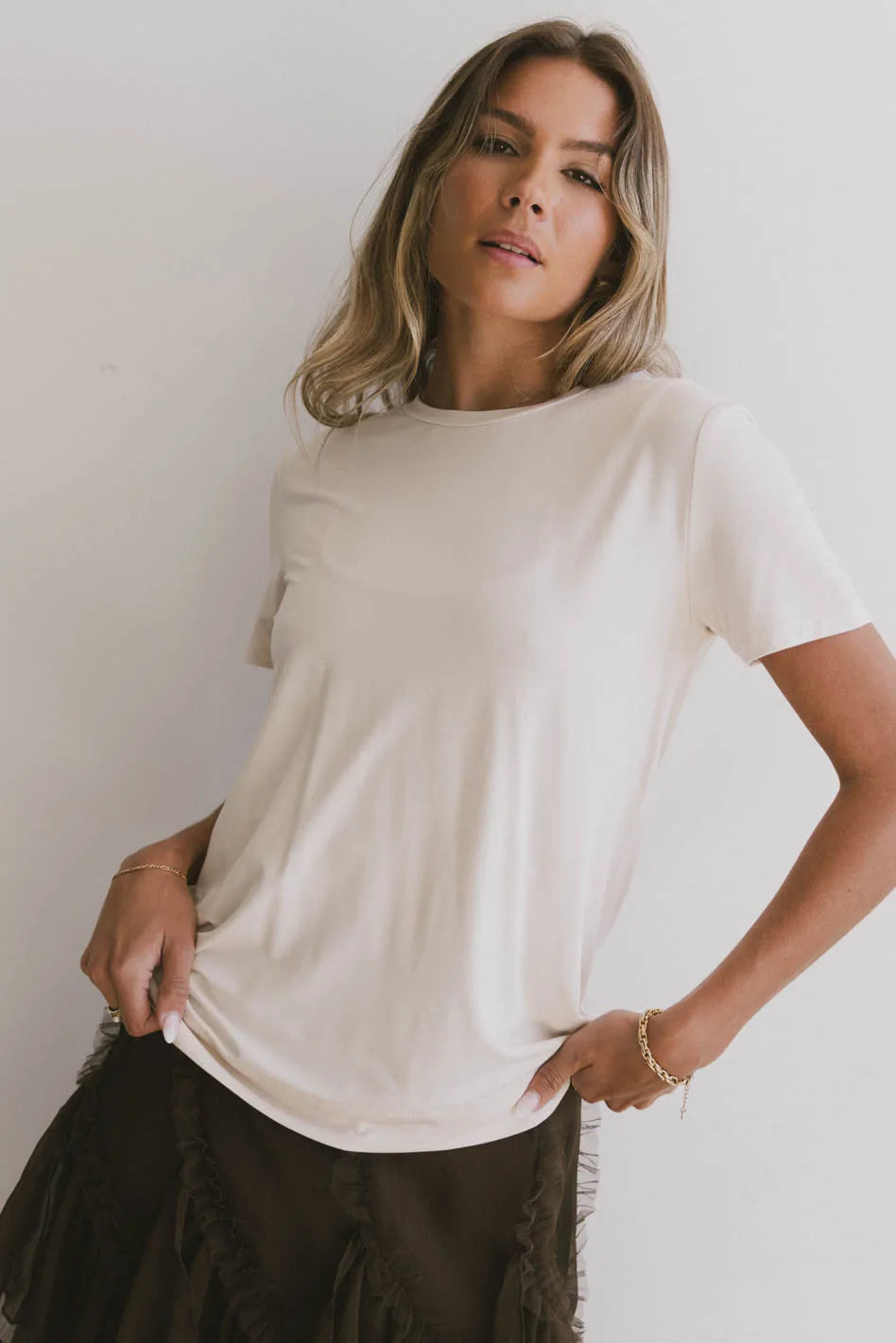Dia Basic Tee in Natural - FINAL SALE