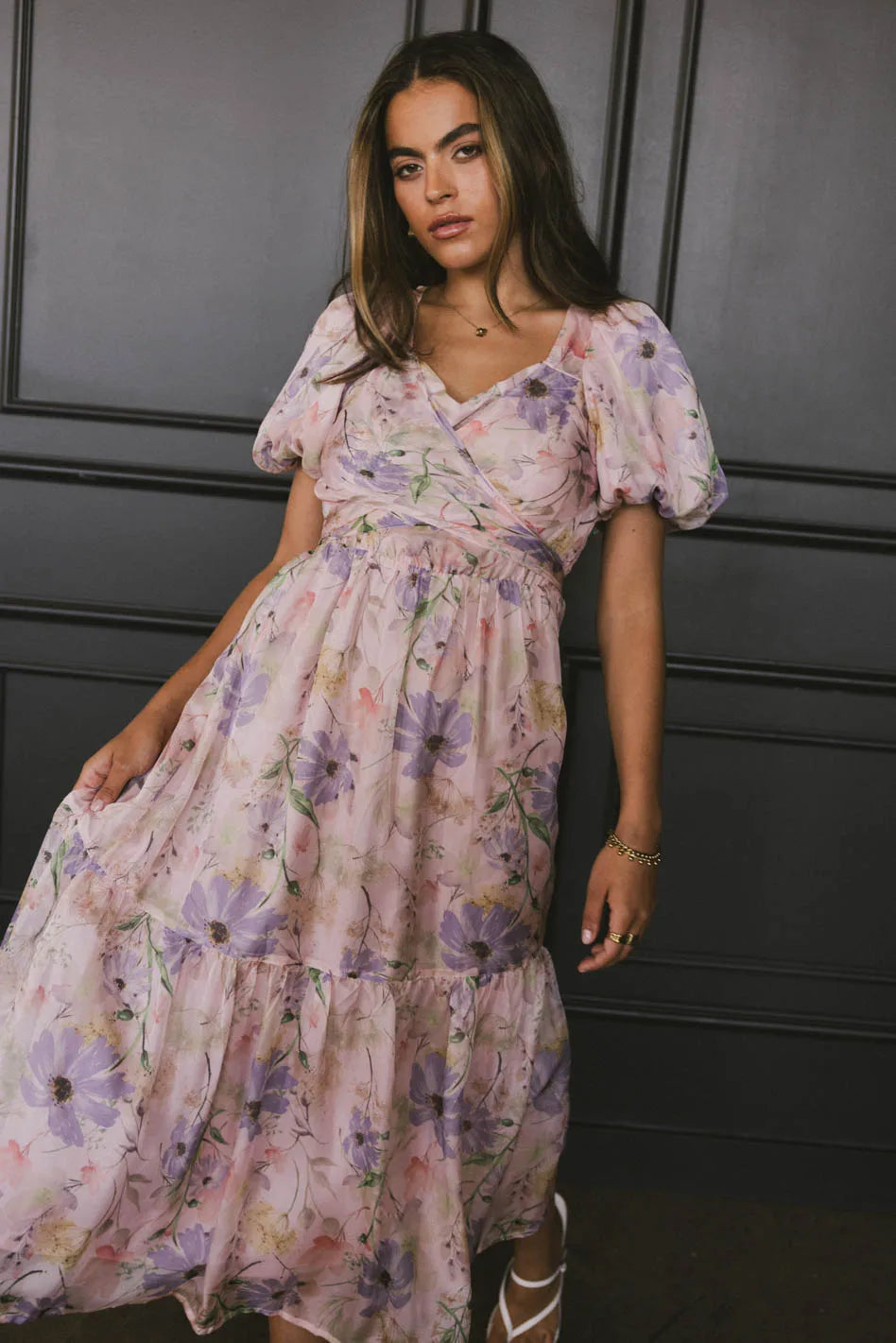 Angelique Floral Tie Dress in Pink - FINAL SALE