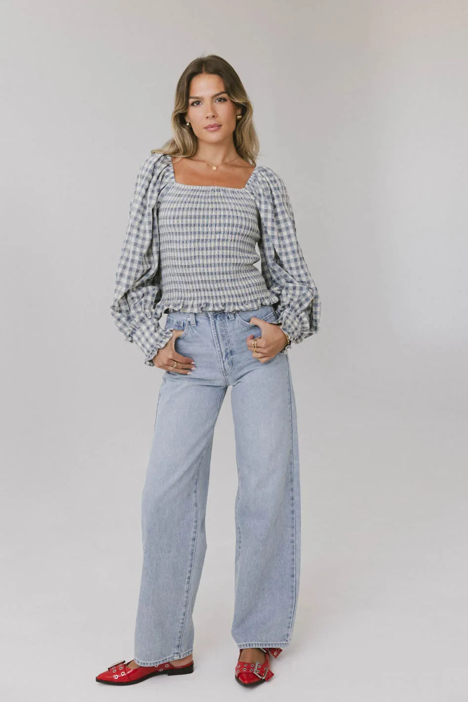 Brinklee Smocked Blouse in Blue - FINAL SALE