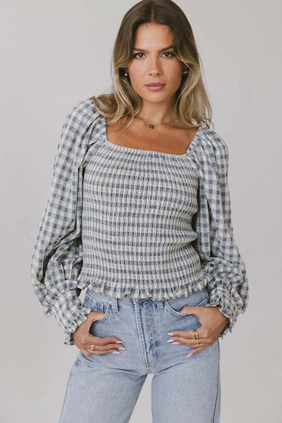 Brinklee Smocked Blouse in Blue - FINAL SALE
